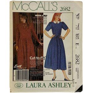 McCalls 2682 Laura Ashley Dress Peter Pan Collar Size 8 10 12 Pattern 1986 UNCUT